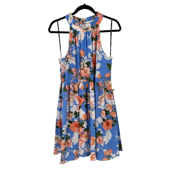 Vince Camuto dress floral print fit flare blue size 10 - Picture 1 of 6